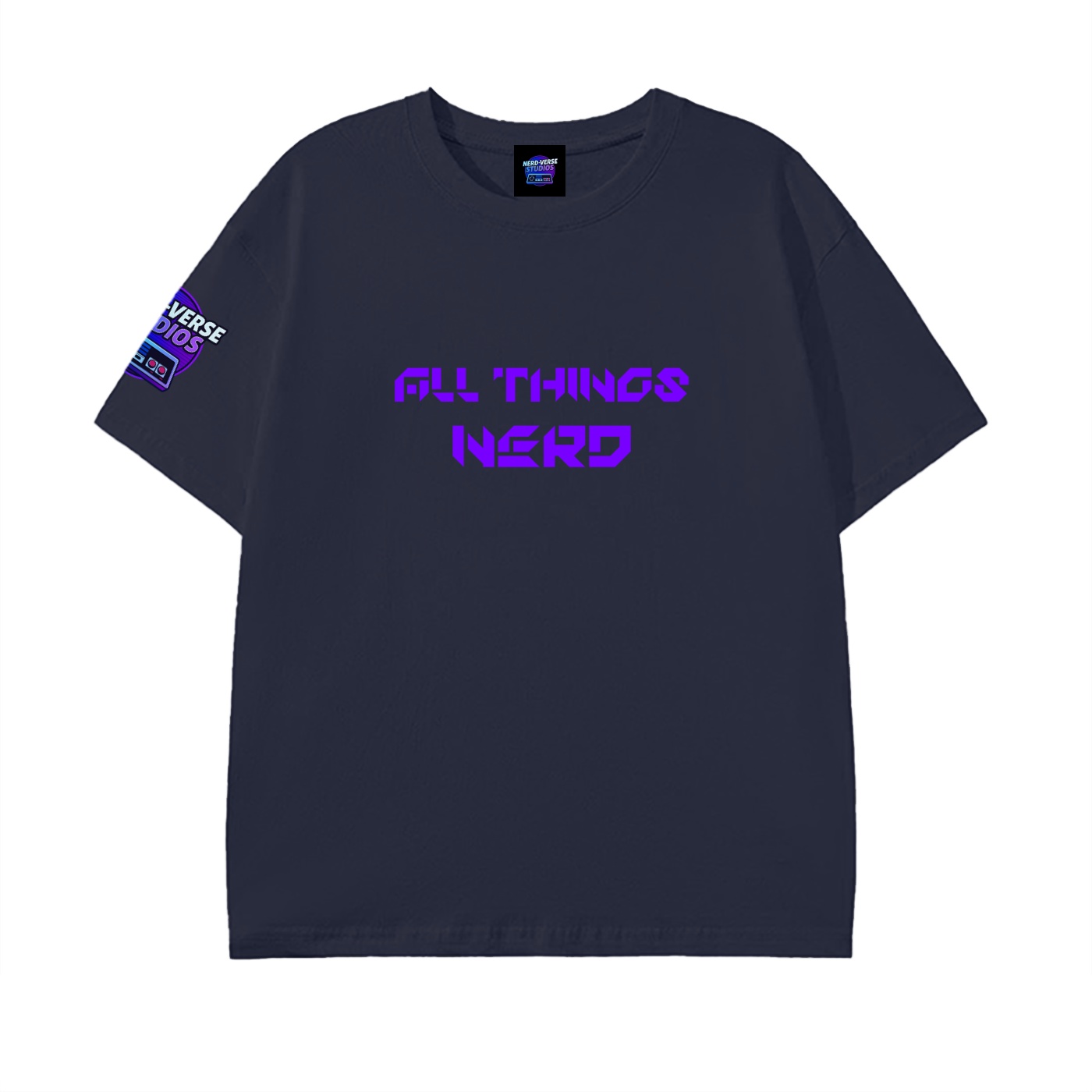 https://ajmall-vc-public-bucket.oss-us-west-1.aliyuncs.com/hugepod/material/custom_printing/9efb8900366b4d68a11c49ff680e6bd3.png into the nerd verse: "all things nerd" t shirt