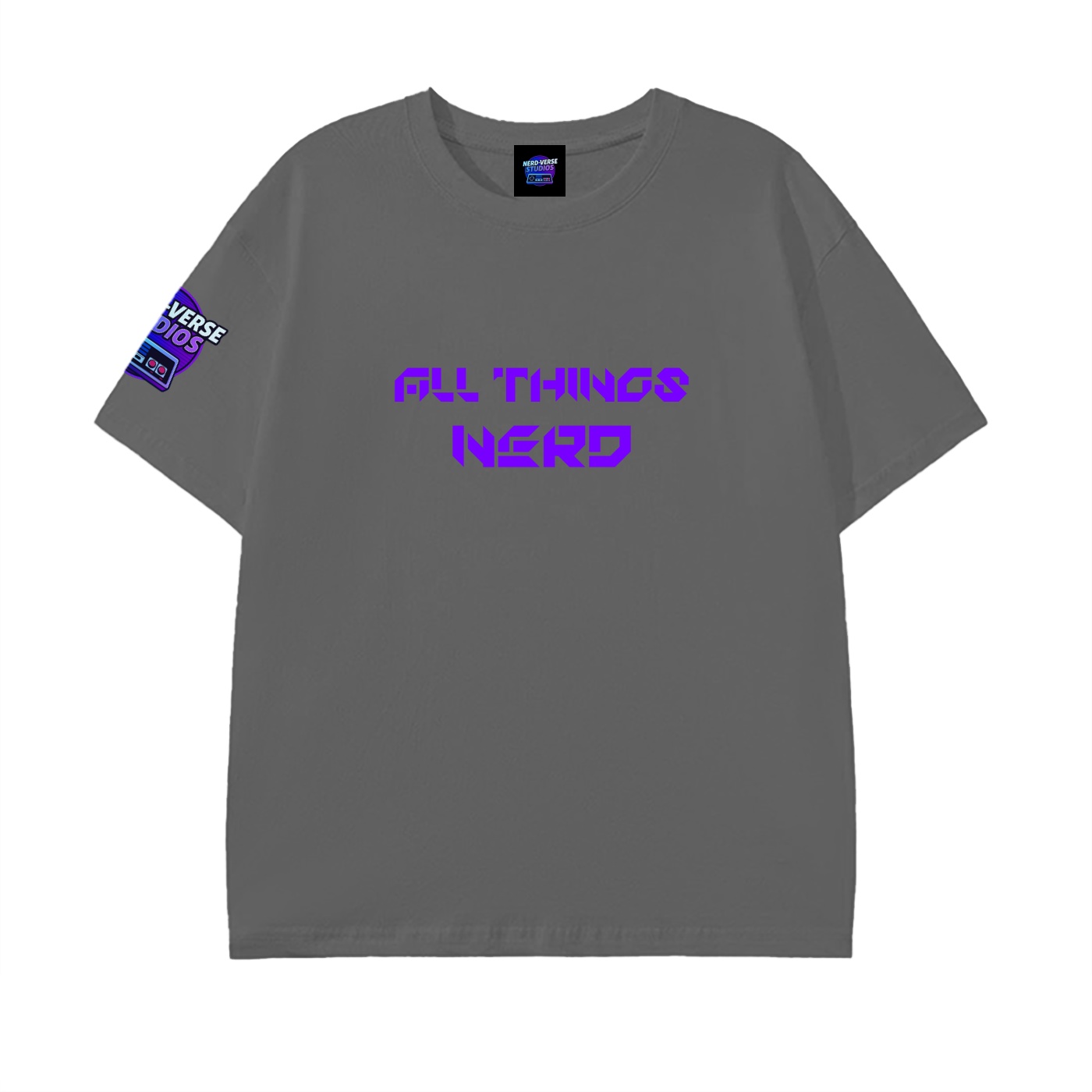 https://ajmall-vc-public-bucket.oss-us-west-1.aliyuncs.com/hugepod/material/custom_printing/d3fefe261418461589d7eee181cfd272.png into the nerd verse: "all things nerd" t shirt
